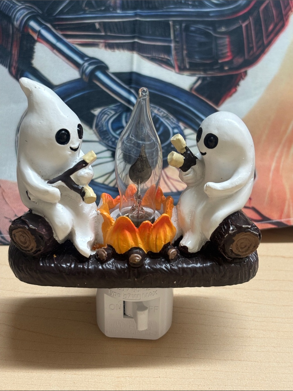 White Ghosts Campfire Night Light Lantern Accent